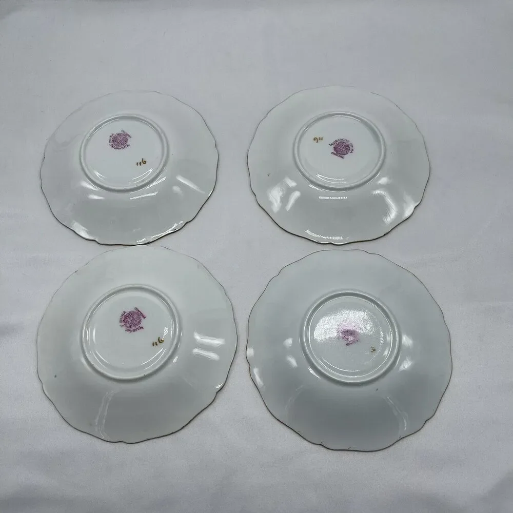 (4) Vintage e Hughes &‎ Co Fenton Saucers Staffordshire Eusancos China England
